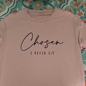 Pink Graphic Tee with 'Chosen' Print